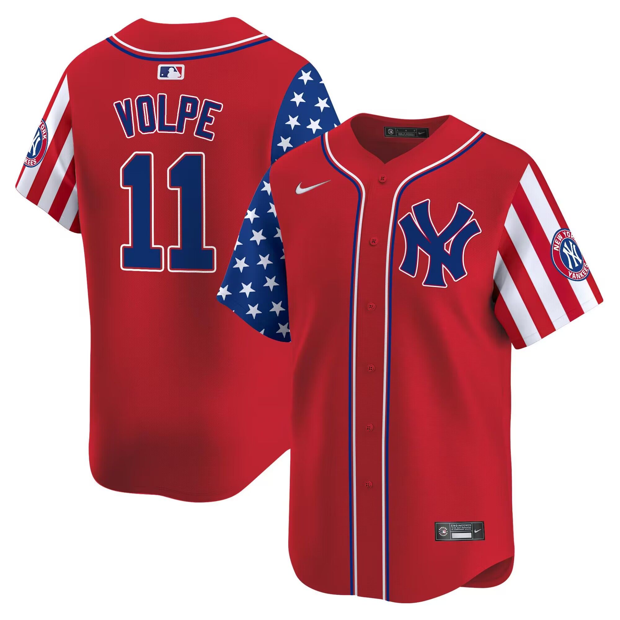 Men 2024 MLB New York Yankees 11 Volpe red stitched jerseys